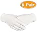 Paxcoo 6 Pairs White Cotton Gloves for Cosmetic Moisturizing Coin Jewelry Inspection Hand Spa – Large Size