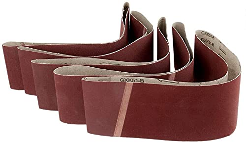 Boxonly 5 PCS Cloth Sander Belts Sand Paper Sanding Belts 75mmx533mm 80 Grit