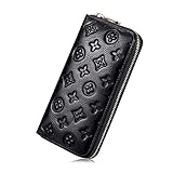 Auner Women RFID Blocking Wallet Leather Zip Around Clutch Large Travel Purse (Black)