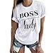 Pukemark Women's Summer Casual Cute Graphic Letter Print Cotton Short Sleeve Crew Neck Loose T-Shirt Tees Tops