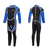 Nataly Osmann Kids Wetsuit Neoprene 2.5mm Long Sleeve One Piece Full Diving Suit UV Protection Swimsuit for Boys Girls