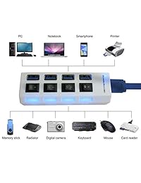 OMG   Interruptor de luz LED USB Hub Splitter para teléfono móvil, ordenador, red Hubs & Switches, 4 puertos Hub USB3.0