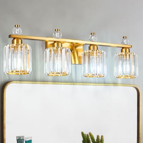 FDPBY 4-Light Crystal Bathroom Vanity Light Fixture