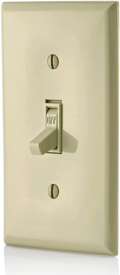 Leviton 1451-2WM 15 Amp, 120 Volt, Toggle Framed Single-Pole Ac Quiet Switch, Residential Grade, Grounding, 10-Pack, White - Wall Light Switches - 