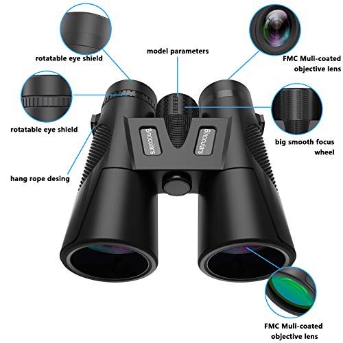 Fernglas 12 * 42 wasserdicht, Fernglas mit Nachsicht, Faltbares langlebiges Fernglas BAK4 FMC und Weitwinkelokular… – Bild 3