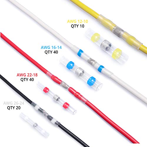 Wirefy 110 PCS Solder Seal Wire Connectors Kit Heat Shrink Solder