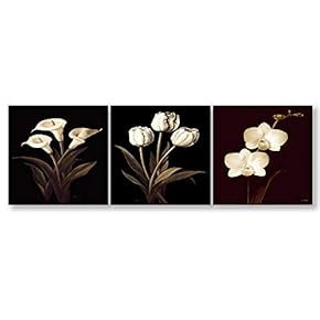 Wall26-3 Panel Canvas Wall Art- Elegant Flowers-Giclee Painting Wall Bedroom Living Room Home Decoration - 12"x12"x3 Panels