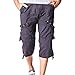 Hzcx Fashion Mens Washed Cotton Long Capris Multi-Pockets Casual Cargo Shorts