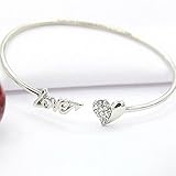 Banggood Girl Special Design Crystal Love Heart Cuff Good Bracelet Rose Gold Silver Color