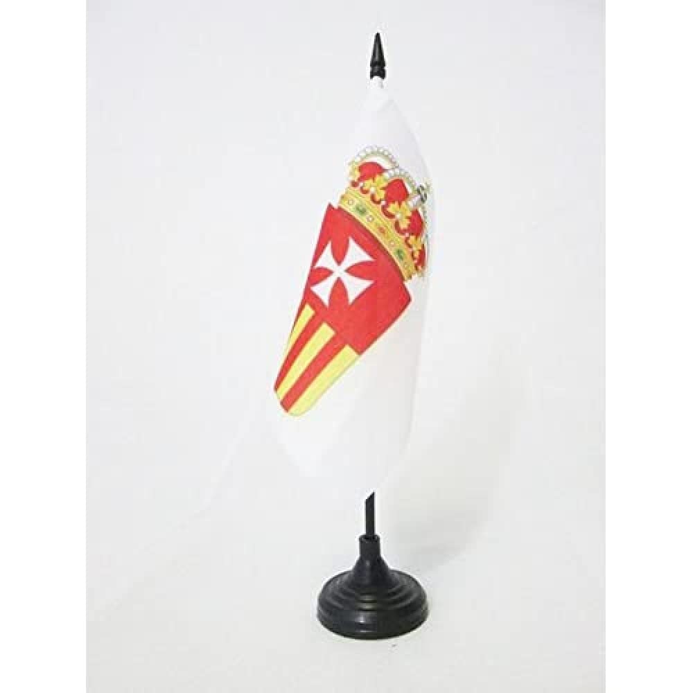 AZ FLAG - Order of the Blessed Virgin Mary of Mercy Table Flag 5'' x 5'' - Mercedarian Office Mini Banner 100% Polyester 15 x 15 cm - Mini Desk Flag with 10'' Pole and Black Plastic Base