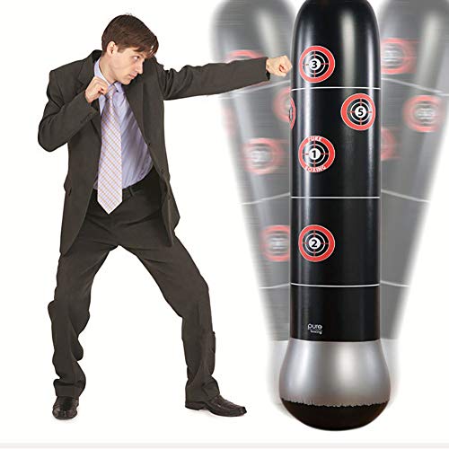 Inflatable Punching Bag, Freestanding Punching Bag, Standing Kickboxing Bag, Heavy Training Bag 63inch Include Air Pump for Adults Kids