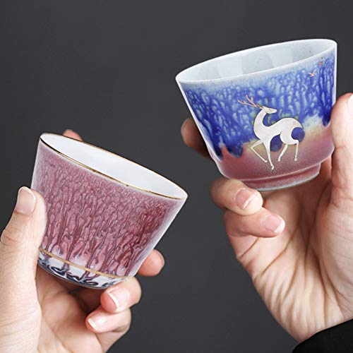 4 Stück/Set Kung Fu Teetasse Handgefertigte Keramikbecher im japanischen Stil Einzigartiges Textur-Design Home Drinkware – Bild 6