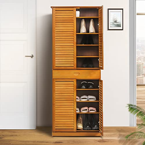 MoNiBloom Tall Shoe Storage with 2 Double Shutter Doors & 1