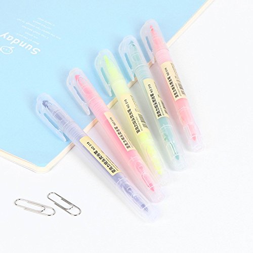 5 Pcs Fablcrew Highlighter Pen Double Sided Gel Highlighter Markers Assorted Colors 5.4â€ (purple)