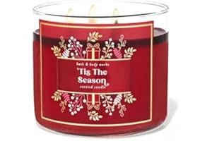 Bath & Body Works, White Barn 3-Wick Candle w/Essential Oils - 14.5 oz - 2021 Christmas Scents! (Tis The Season)