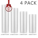 Cadamada Vacuum Sealer Rolls, Sous Vide Bags, Four (4),11 Inch x 50 Ft, 10 Inch x 50 Ft,9 Inch x 50 Ft,8 Inch x 50 Ft, Commercial Grade Plastic, Food Vac Storage & Seal, Airtight Vacume Saver, Microw