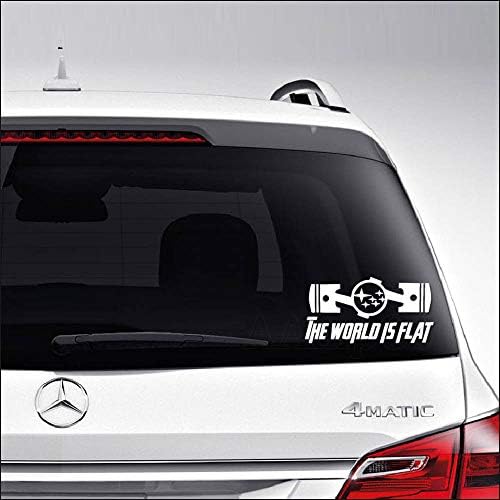 Aampco Decals Boxer Engine Subaru The World is Flat Car Truck Motorcycle Windows Bumper Wall Decor Vinyl Decal Sticker Size- [8 inch/20 cm] Wide/Color- Matte White
