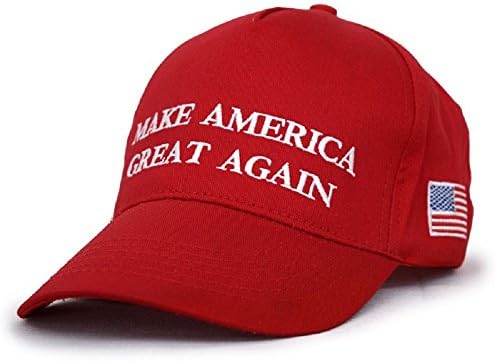 Donald Trump Hat Make America Great Again Hat With American Flag on Side (Red)