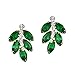 Yoursfs Leaf Jewelry Set For Women Green Oval Crystal Bunch of Leaves Necklace Earrings Set