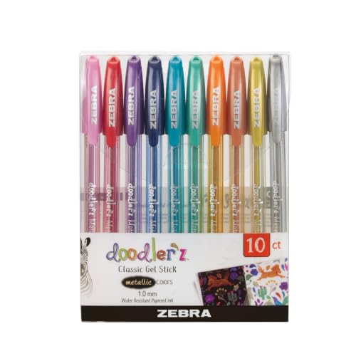 Zebra doodler'z Metallic Gel Pen 1.0mm 10-Pack