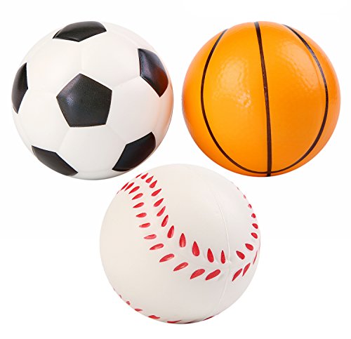 Vigeiya 3 Pack Squishies Balls 2.7 Inches Squishy Slow Rising Kawaii Soccer Basketball Baseball Prime Toys for Kids Adults Soft Scented Decorations Stress Reliever