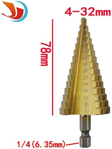 QST Hex Titanium Step Cone Drill Bit Hole Cutter 4-32MM HSS 4241 For Sheet Metal