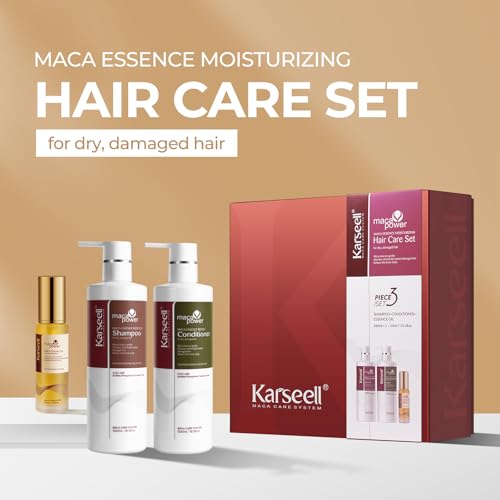 Karseell Collagen Hair Treatment Hair Care Set, Hair Oil Shampoo and Conditioner Set for Dry Damaged Hair All Hair Types 2 x 16.9fl.oz + 1.69fl.oz