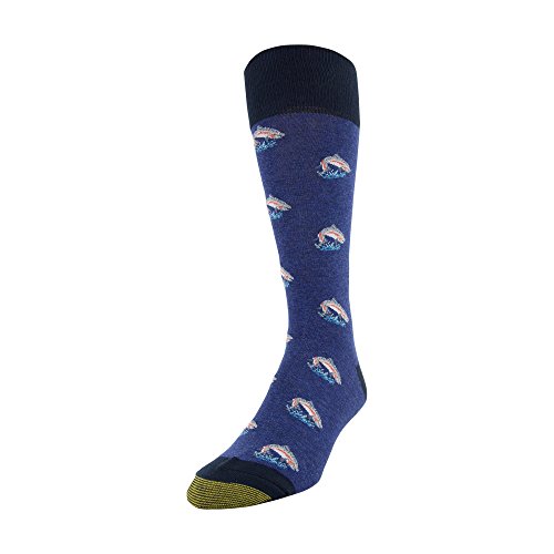 Gold Toe Men's Printed Novelty Graphic Fashion Dress Crew Socks, 1 Pair, Rainbow Turnout, Shoe Size: 6-12.5