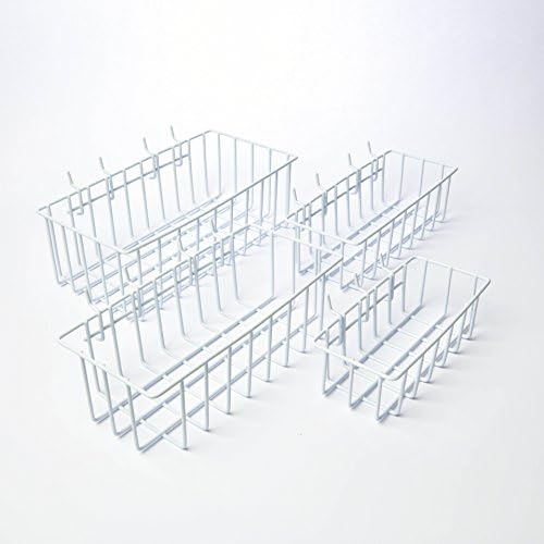 Pegboard Basket, Set of 4 Organization Bins for Garage, Tools, Hardware, Craft Room, Nursery, and Home, 4-pack White