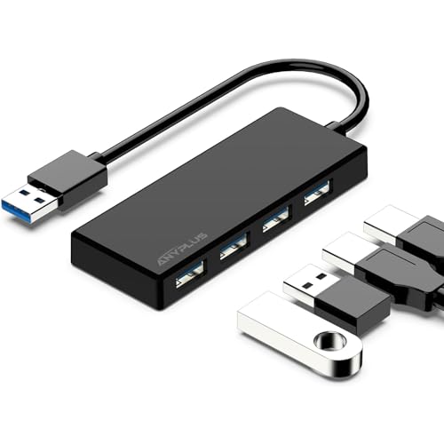 ANYPLUS USB 3.0 Hub, 4 Port USB Hub Splitter,Portable USB Adapter Mini Multiport Expander for Desktop, Laptop, Xbox, Flash Drive, HDD, Console, Printer, PC, Keyboards, HP, Dell