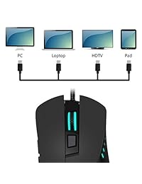 PHILWIN Ratón USB C, Ratón de juego ergonómico con conexión USB Tipo C Ratones ópticos ergonómicos para MacBook, MacBook Pro 2016 2017, Chromebook o dispositivos, con ratones de juego con puerto C USB (Negro)