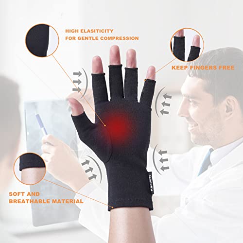 Racvofy Arthritis Gloves, Fingerless Gloves, Relieve Muscle Pain, Comfortable Fit Compression Gloves for Arthritis, Rheumatiod, Tendonitis, Carpal Tunnel Pain, Computer Typing, Dailywork (Black, S)