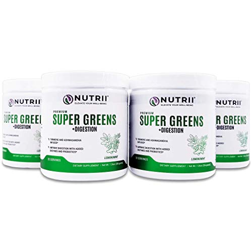 Nutrii - #1 Organic Super Greens + Digestion, Turmeric and Ashwagandha Infused, Veggie Superfood, Antioxidant, Vegan Supplement (7.26oz, 20 Serv)