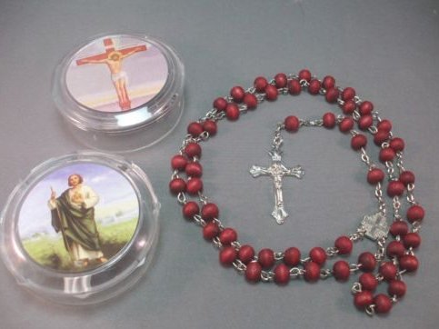 Women's 22" JERUSALEM Red Rose Smell Scented Olive Wooden Rosary Beads Cross Necklace / Wood Crucifix Chain Pendant Prayer Holy Praying Pray Unique Beautiful Long Fashion Jewelry Bracelet Jesus Beaded Christianity altar vestment tabernacle monstrance reli