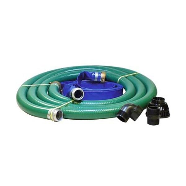 JGB Enterprises Eagle Hose PVC/Aluminum Water/Trash Pump Hose Kit, 2" Clear Suction Hose Coupled
