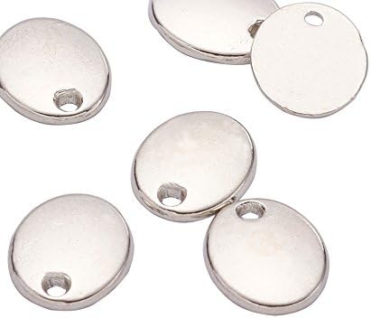 20PCS Antique Silver Flat Oval Tibetan Style Alloy Blank Stamping Tags Pendants, Lead Free & Cadmium Free, 10x8x1.5mm, Hole: 1mm
