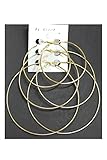 Womens Fashion Nice 3 Pairs Thin Big Hoop Earring Set ER-076 (Gold)