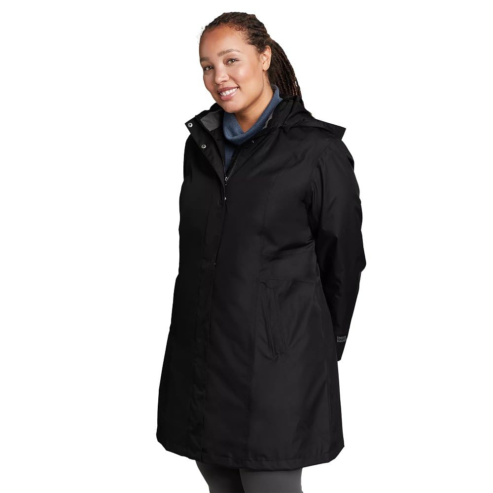 Eddie Bauer Women's Girl on the Go Trench Coat, Black, Medium Image