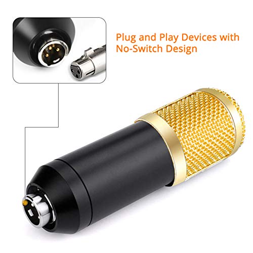 Puyong BM-800 Condenser Microphone Kit, Recording Kit with Adjustable Microphone Holder and Double-Layer Filter, Studio Microphone for Professional Recording Broadcasting Singing,Navy Blue