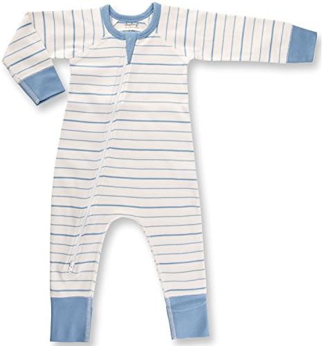 Sapling Organic Zip Romper Blue French Stripe 1yr