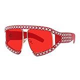WOWSUM Oversize Fashion Pearl Sunglasses for Women Inspired Brand Designer (red)