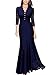 Miusol Women's Retro V Neck Floral Lace 2/3 Sleeve Wedding Party Maxi Dress