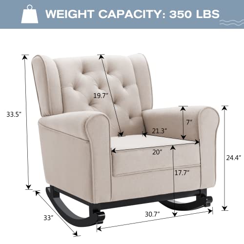 Mid Century Modern Rocking Chair, Tufted Upholstered Glider