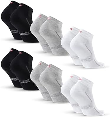 Chaussettes Sport en Coton, Lot de 3 ou 6, Multicolore (2x Noir, 2x Gris, 2x Blanc), 39-42