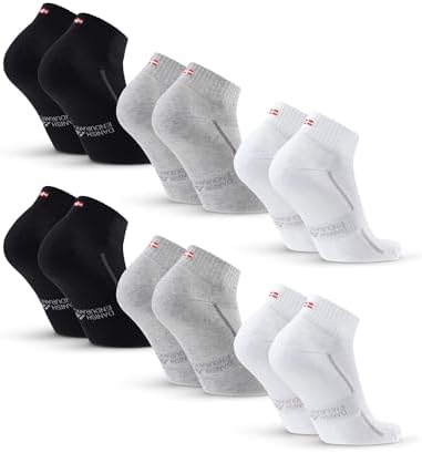 Chaussettes Sport en Coton, Lot de 3 ou 6, Multicolore (2x Noir, 2x Gris, 2x Blanc), 39-42
