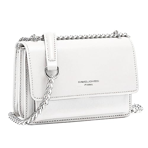 David Jones - Small Shoulder Bag for Women - PU Leather Hand Bag with Flap - Messenger Crossbody Bag Clutch Evening Clutch Bag Elegant Shopping Travel - White
