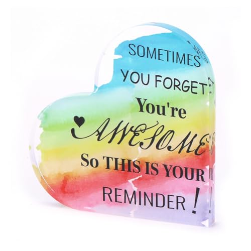 Cute Rainbow Colored Heart Shaped Acrylic Ornaments, Gifts for Friends, Positive Gifts, Can Be Used as Paperweights, Elegant Home Decorations, Cute Acrylic Plaques, Birthday Gifts, Funny Gifts