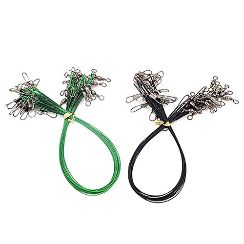 ETbotu Fishing Tools Fishing Line Steel Wire Leader with Swivel and Snap 20Pcs/Pack