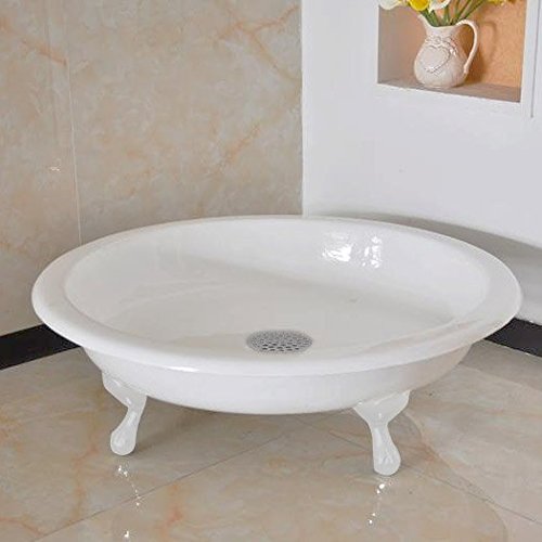 Traditional 1040mm Round Freestanding Cast Iron Shower Tray with White