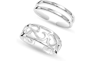 LeCalla 925 Sterling Silver Open Toe Rings Set for Women Adjustable Minimalist Toe Rings Summer Beach Foot Jewelry